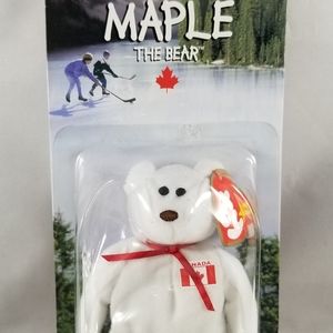 Mcdonald's Ty Maple The Bear Beanie Baby Canada 1999 White